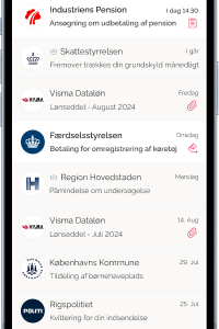 Eksempel på beskedoversigt